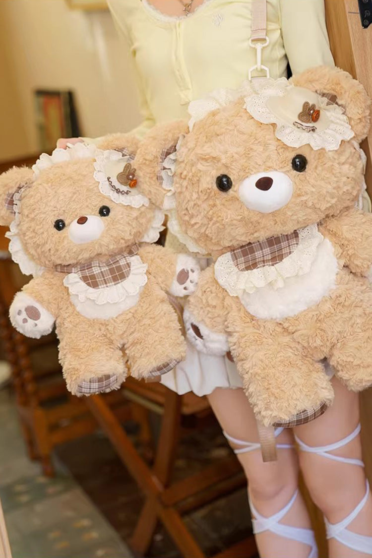 Chocolate Ruffled Plush Toy Backpack - Little Bear Guli