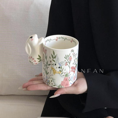 Cartoon Ceramic Flower Rabbit Cup - Lovesickdoe
