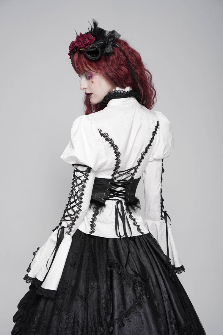 Underbust Corset with Cross and Eye Motif and Slimming Lace-Up