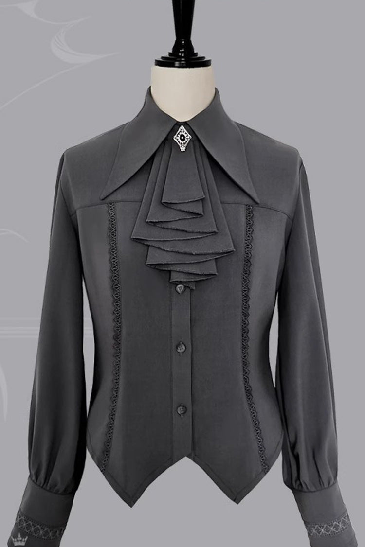 Ouji Lolita Shirt with Lamb Print - Long Sleeve - Triple Color Options