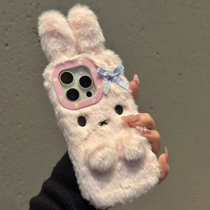 Jolie coque de téléphone en peluche lapin KI686