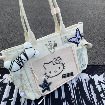 Y2K Kitty Butterfly White Messenger Bag KI536