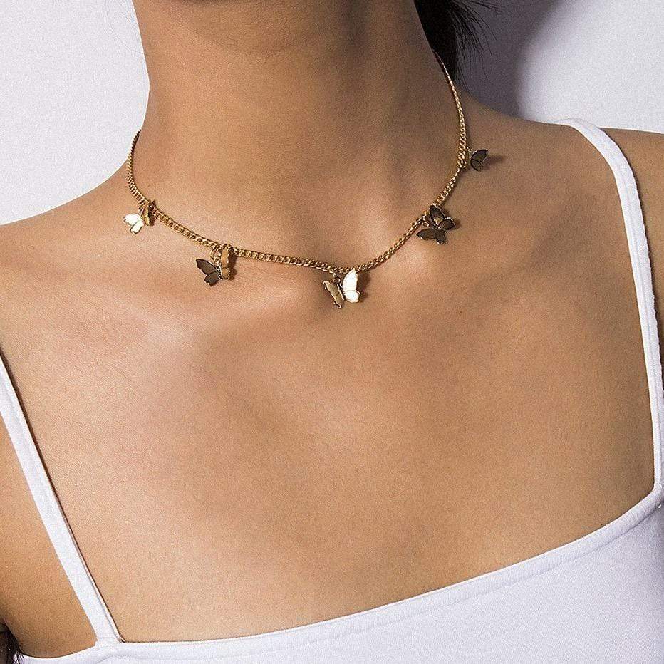 Collier ras du cou papillon chic