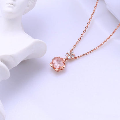 Trendy Crystal Cherry Blossom Necklace