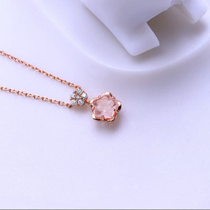 Trendy Crystal Cherry Blossom Necklace