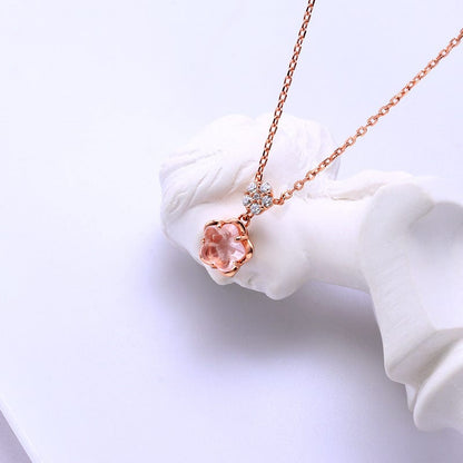 Trendy Crystal Cherry Blossom Necklace