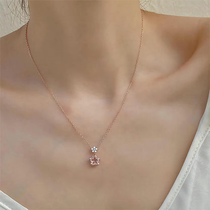 Trendy Crystal Cherry Blossom Necklace