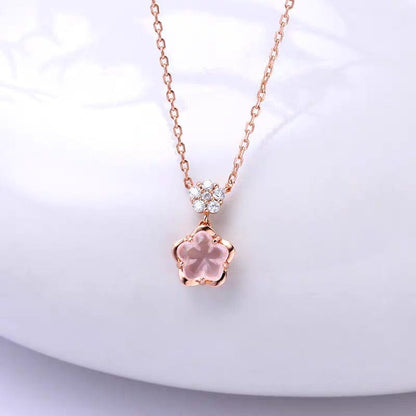 Trendy Crystal Cherry Blossom Necklace