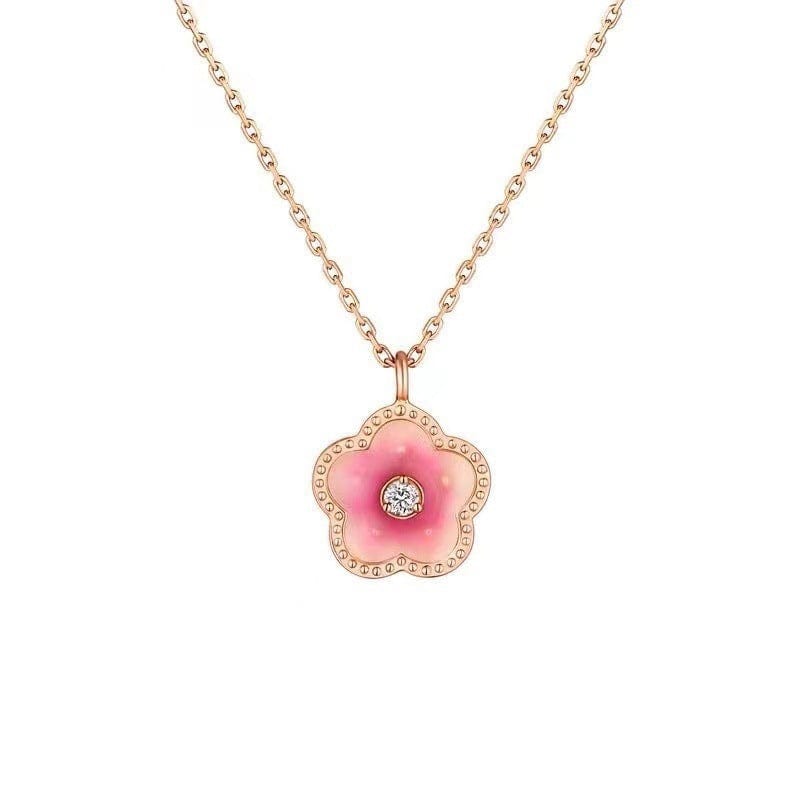 Collier avec pendentif en fleur de cerisier rose charmant et chic