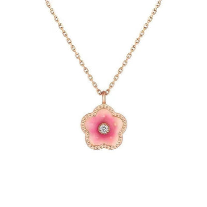 Collier avec pendentif en fleur de cerisier rose charmant et chic