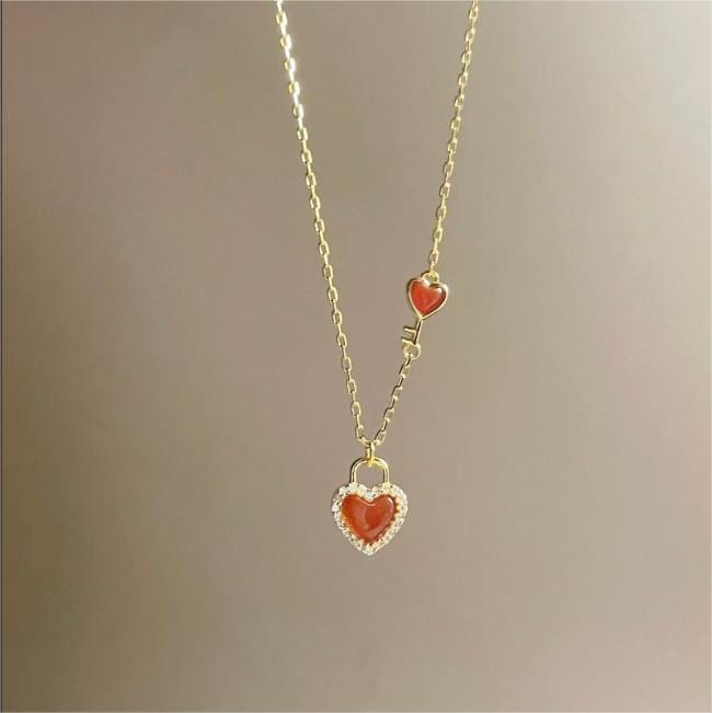 Trendy Lock And Key Heart Necklace