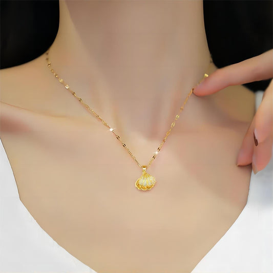 Trendy Pearl Shell Pendant Chain Necklace