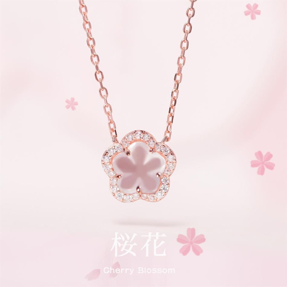 Trendy Pink Cherry Blossom Necklace