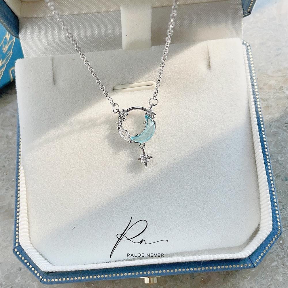 Turquoise Moon Phase Star Necklace