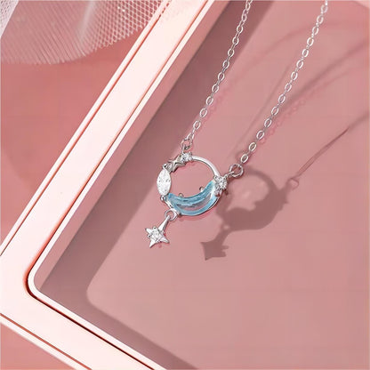 Turquoise Moon Phase Star Necklace