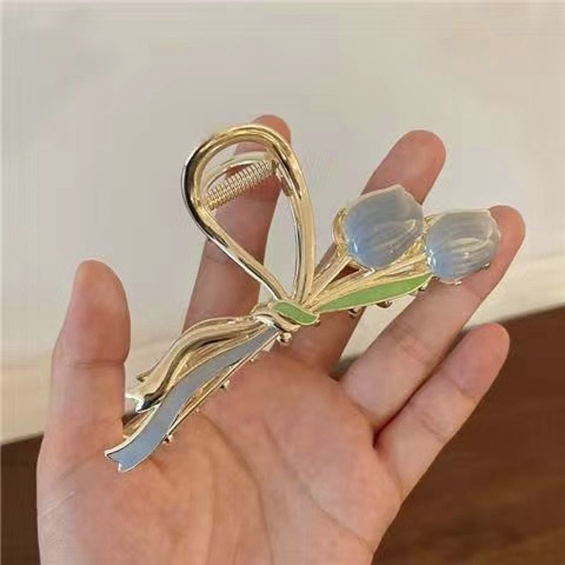 Dainty Floral Hair Claw Clip - claws, coquette, hair, hair accessories, hair claw Kawaii Babe