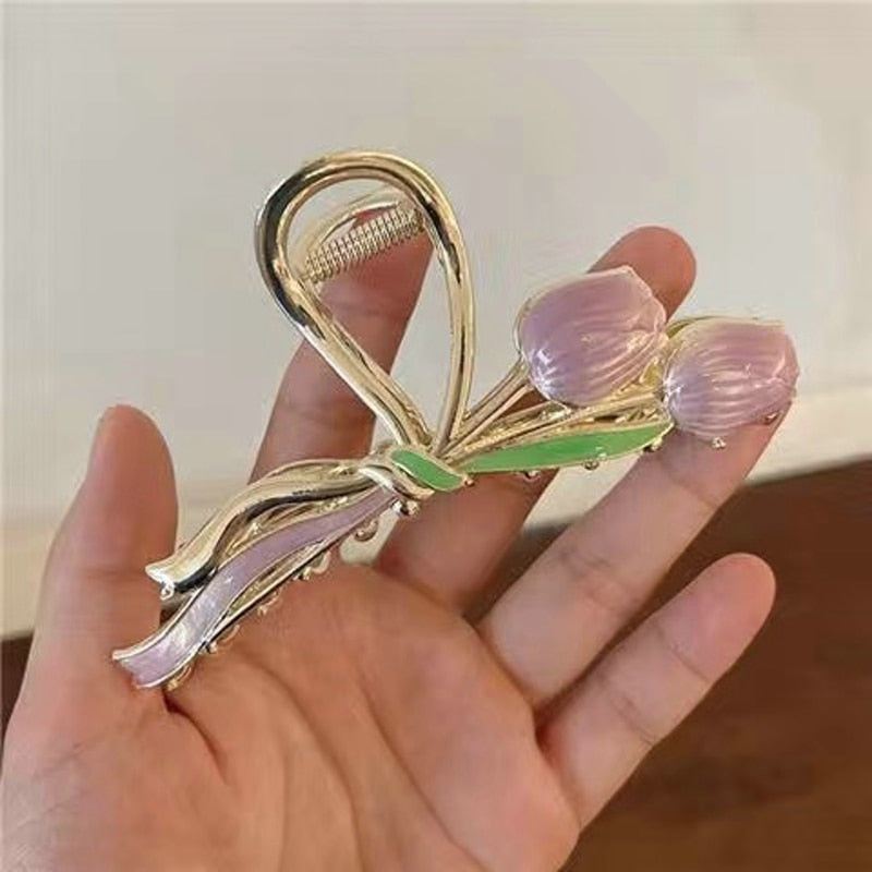 Dainty Floral Hair Claw Clip - claws, coquette, hair, hair accessories, hair claw Kawaii Babe