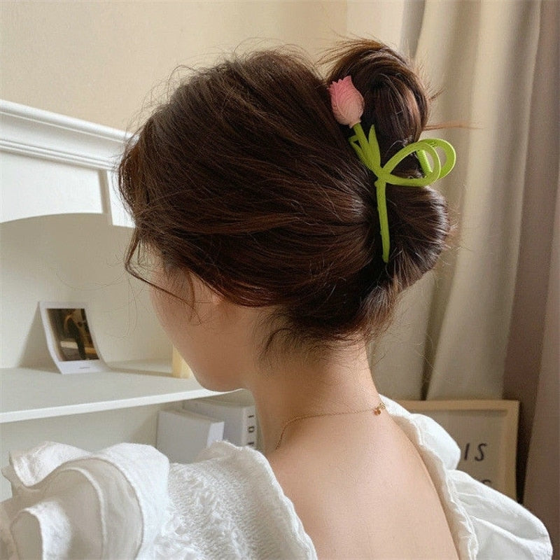 Dainty Floral Hair Claw Clip - claws, coquette, hair, hair accessories, hair claw Kawaii Babe