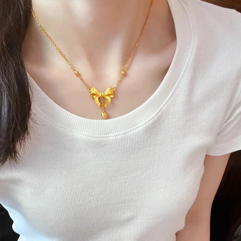 Trendy Gold Bowknot Necklace