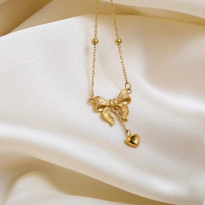 Trendy Gold Bowknot Necklace