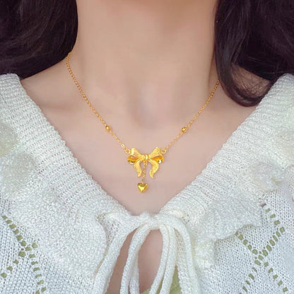 Trendy Gold Bowknot Necklace