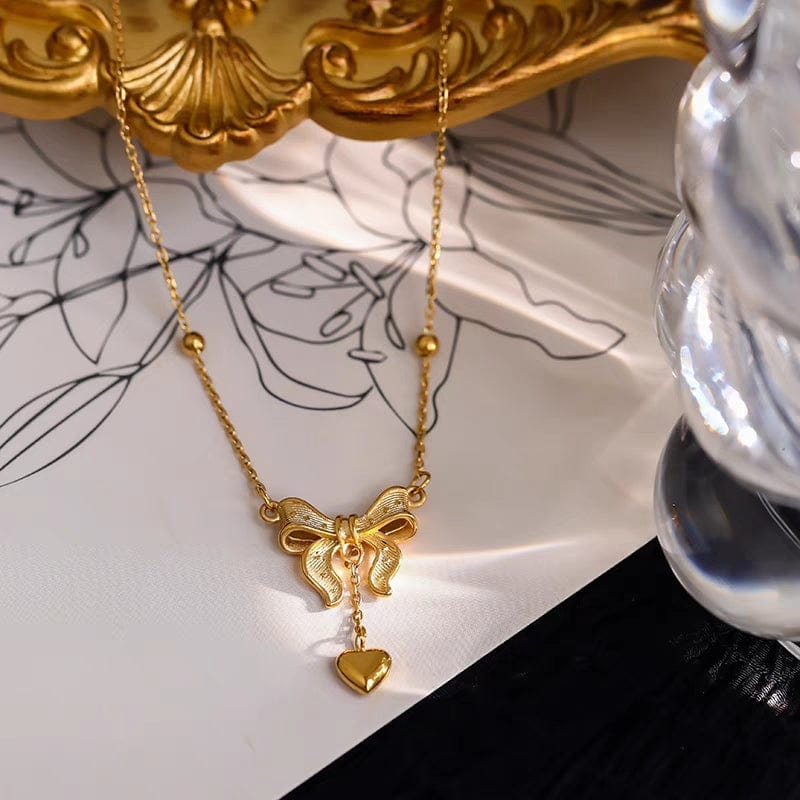 Trendy Gold Bowknot Necklace