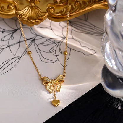 Trendy Gold Bowknot Necklace