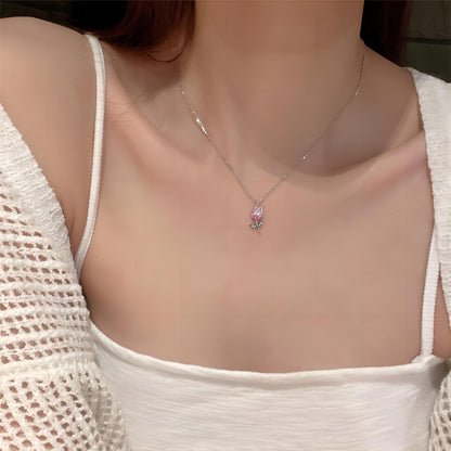 Sweet Pink Tulip Chain Necklace