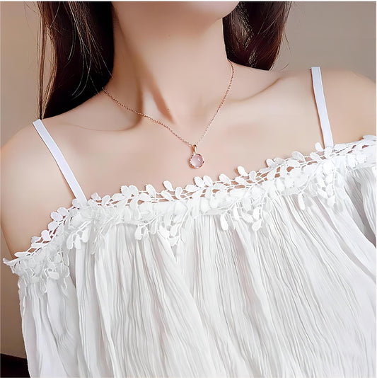 Collier pendentif tendance en cristal rose