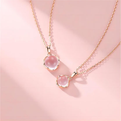 Trendy Pink Crystal Pendant Necklace