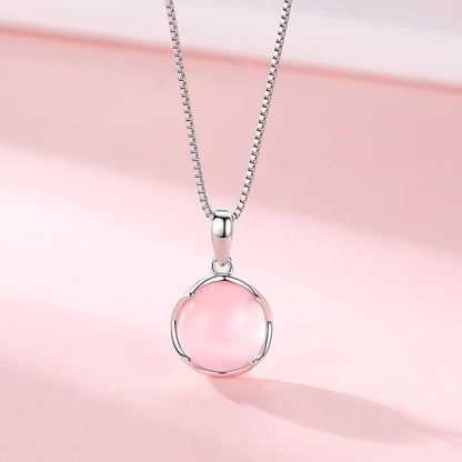 Trendy Pink Crystal Pendant Necklace