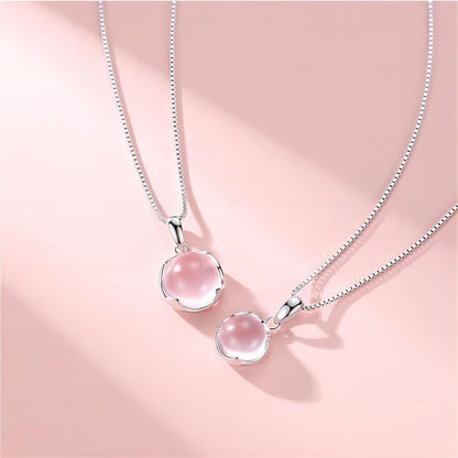 Trendy Pink Crystal Pendant Necklace