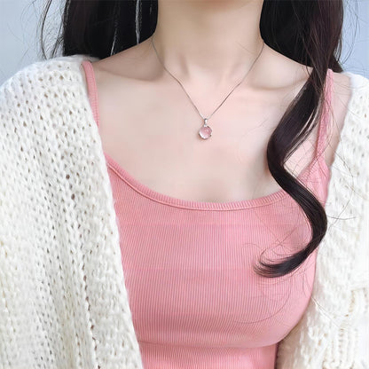 Trendy Pink Crystal Pendant Necklace