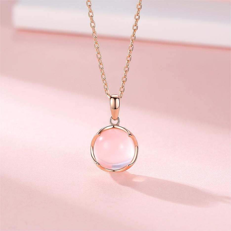 Trendy Pink Crystal Pendant Necklace