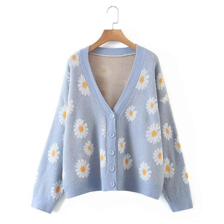 Daisy gal cardigan - cardigan - daisy - floral - flowers - kawaii
