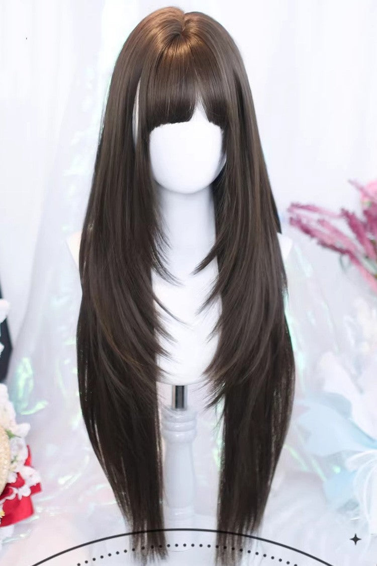 Sleek Straight Air Bangs Japanese Style Lolita Wig - 3 Shades