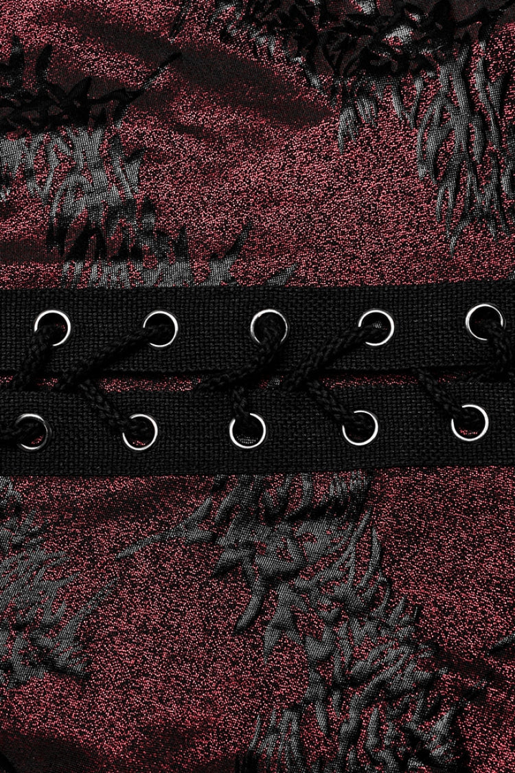 Low-Rise Thorn Print Lace-Up Steampunk Flared Trousers - 2 Tones
