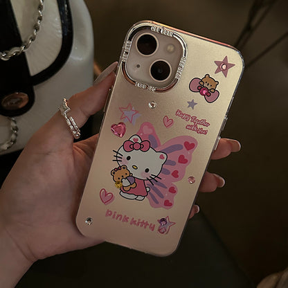 Coque de téléphone à motif de chat et papillon de dessin animé KI561