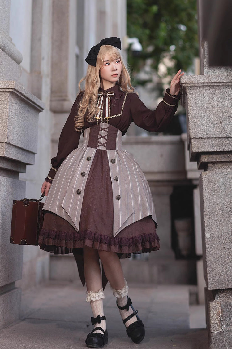 Classic Lolita Skirt with Ruffle Cardigan and Witch's Notes Print