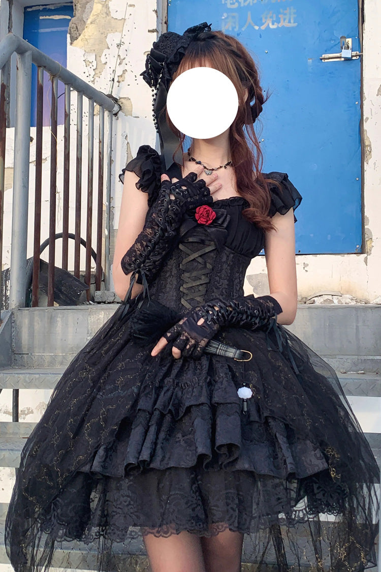 Princess Lolita Dress with Rose Bow Accents