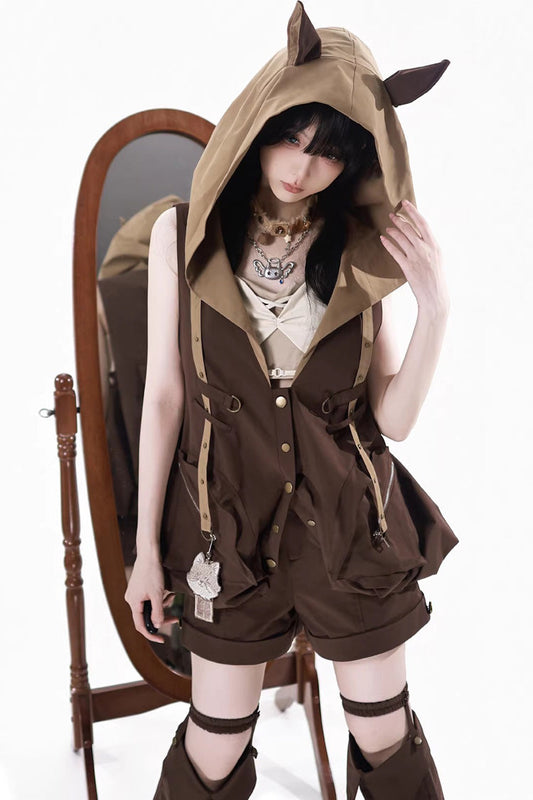 Chocolate Hooded Punk Prince Ouji Set - Fox Trail Chronicles
