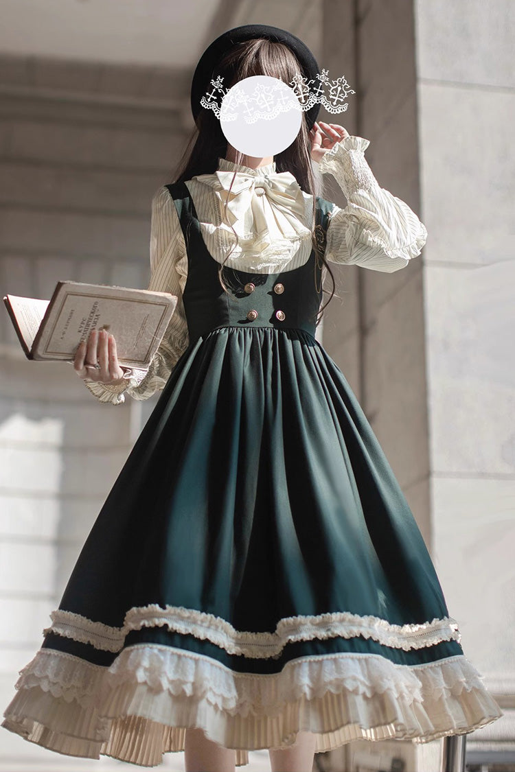 Emerald Artemis SP Ruffle Bow Lace College Style Elegant Lolita Jumper Gown