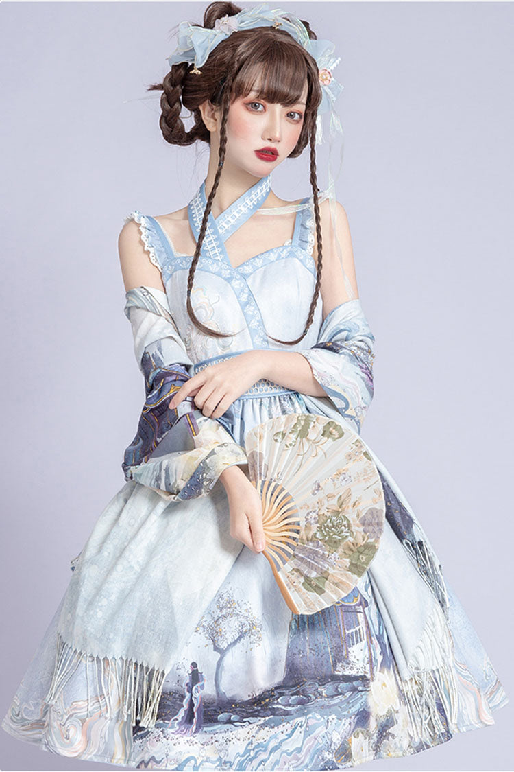 Azure Strapless Amusement Park Dream Print Classic Lolita JSK