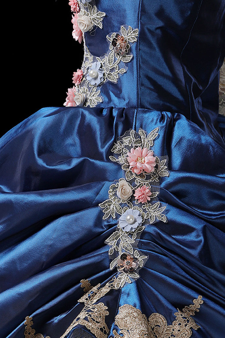 Victorian Lolita Dress with 3D Flower Embroidery and Trumpet Sleeves