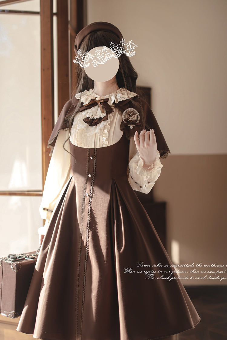 Vintage College Style Elegant Lolita Dress with Ruffle Details