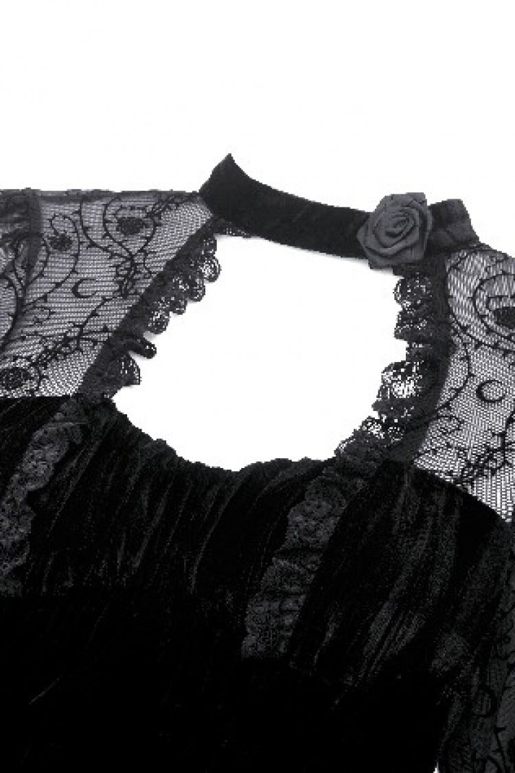 Floral Jacquard Lace-Up Mini Dress with Trumpet Sleeves and Cut-Outs