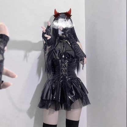 Demon priestess dress - bat wing - wings - black latex - cosplay - cosplaying