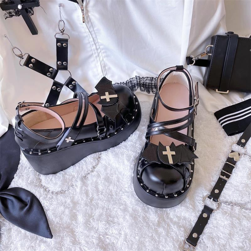 Devil’s cry mary janes - bat - wing - bats - buckle shoes - devil
