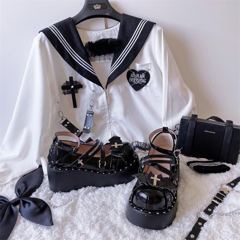 Devil’s cry mary janes - bat - wing - bats - buckle shoes - devil