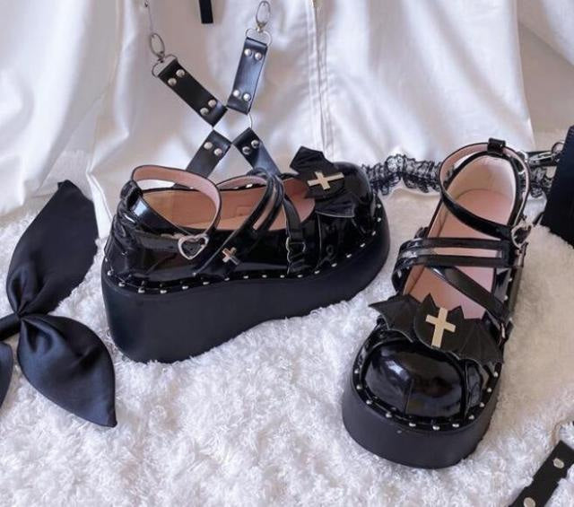 Devil’s cry mary janes - bat - wing - bats - buckle shoes - devil